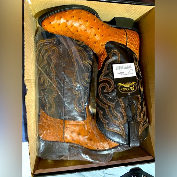 J.B Dillon Ostrich Skin Boots - Picture 1 of 8